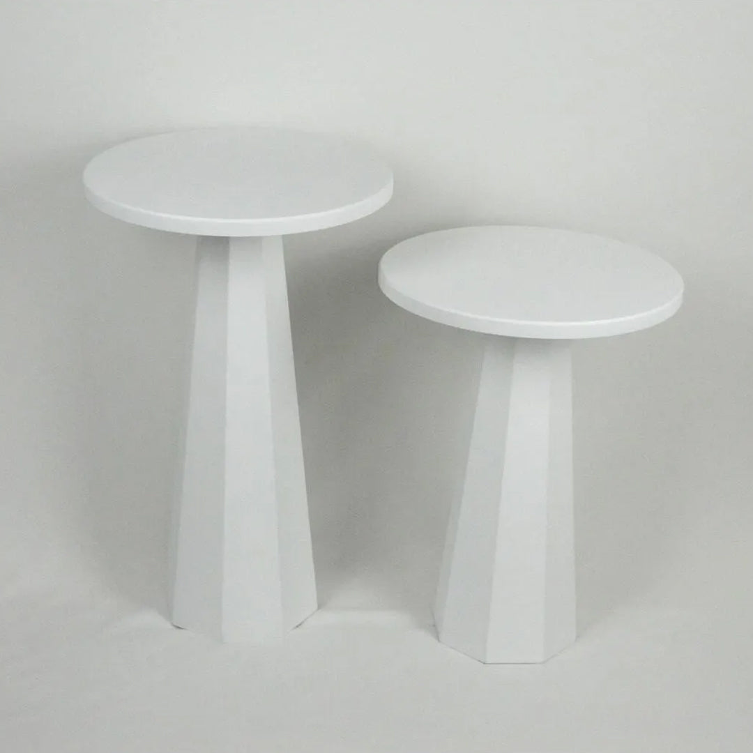 Lilyum Lake Mantar Sehpa Beyaz İkili Set (47-57 Cm)