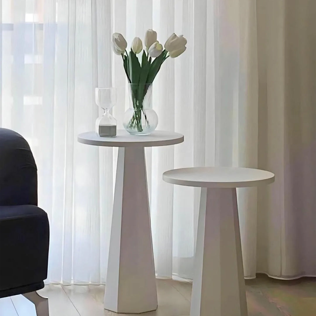 Lilyum Lake Mantar Sehpa Beyaz İkili Set (47-57 Cm)
