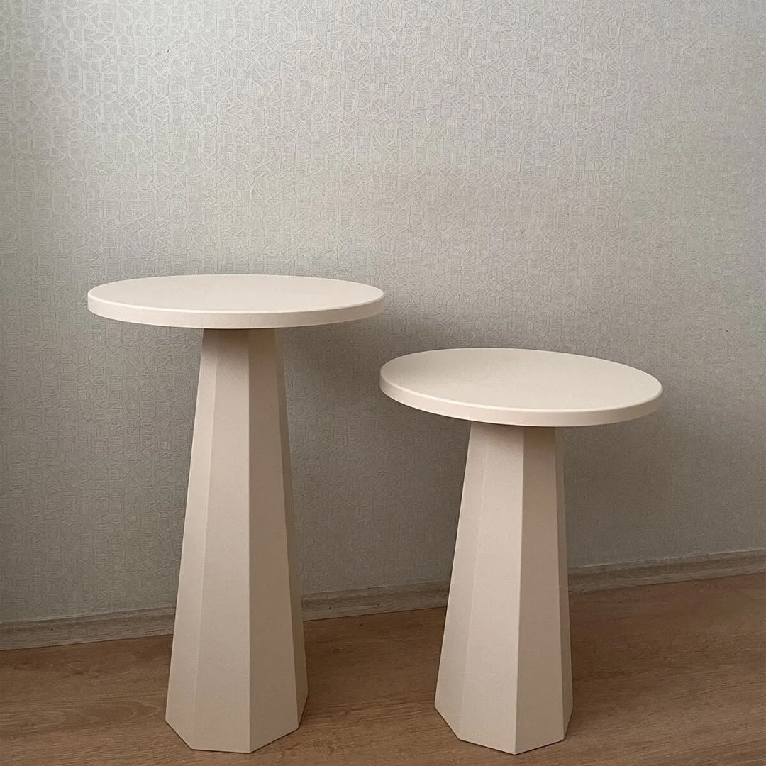Lilyum Lake Mantar Sehpa Krem 2'li Set (47-57 CM)