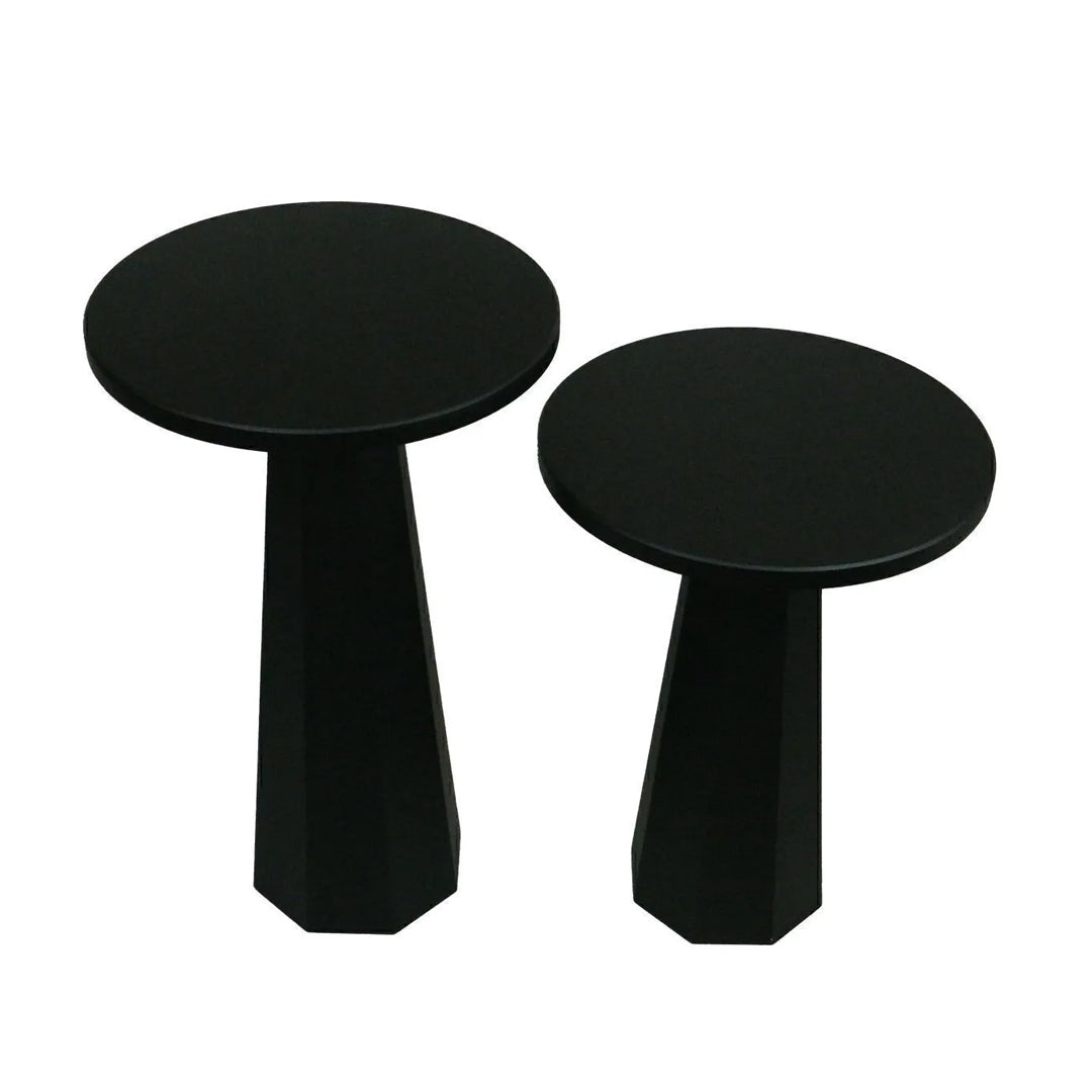 Lilyum Lake Mantar Sehpa Siyah 2'li Set (47-57 CM)