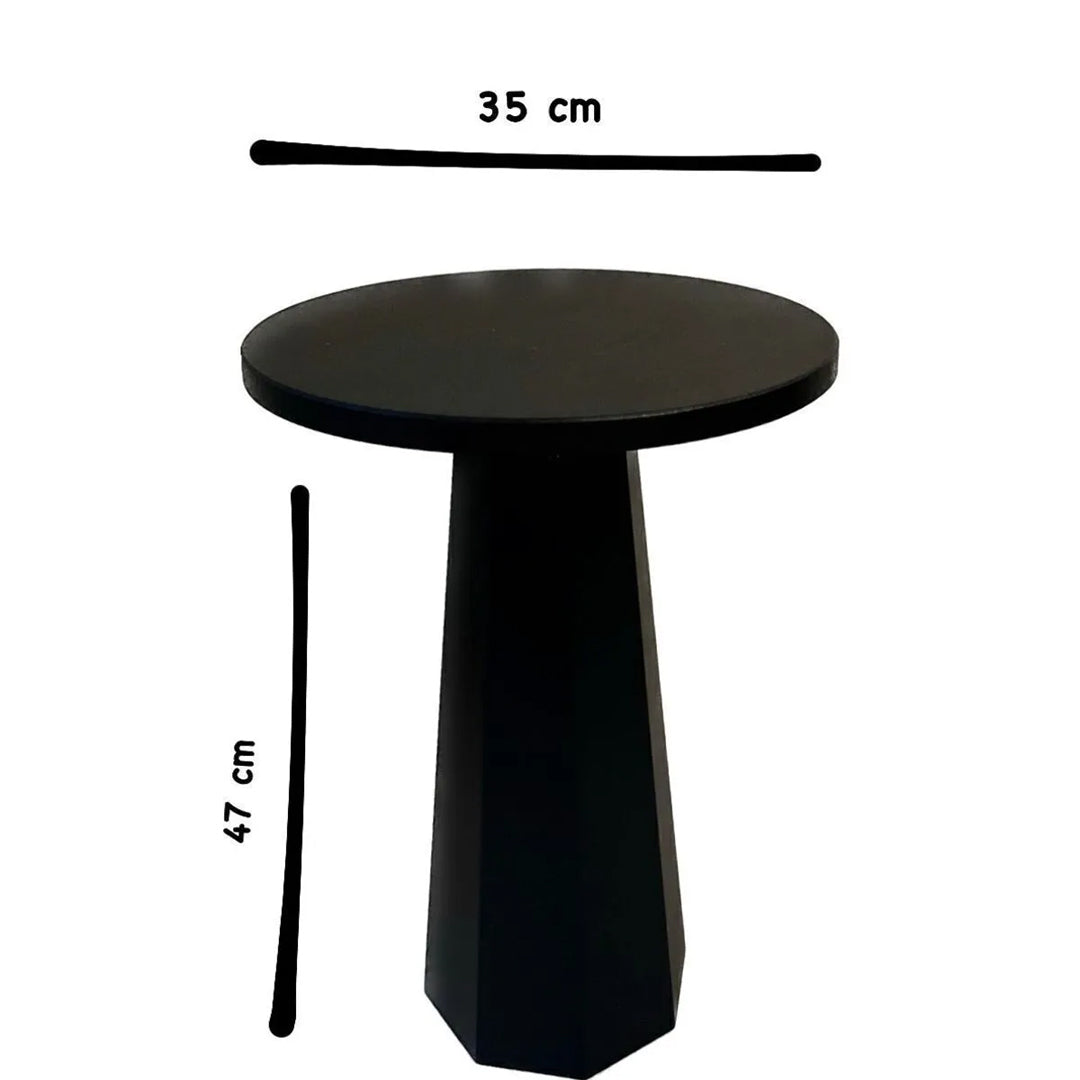 Lilyum Lake Mantar Sehpa Siyah 47 Cm