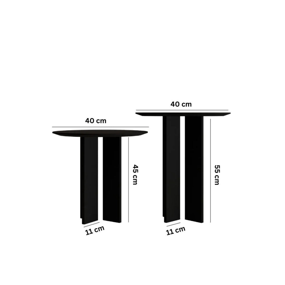Leo Mantar Sehpa Siyah İkili Set (45-55 Cm)