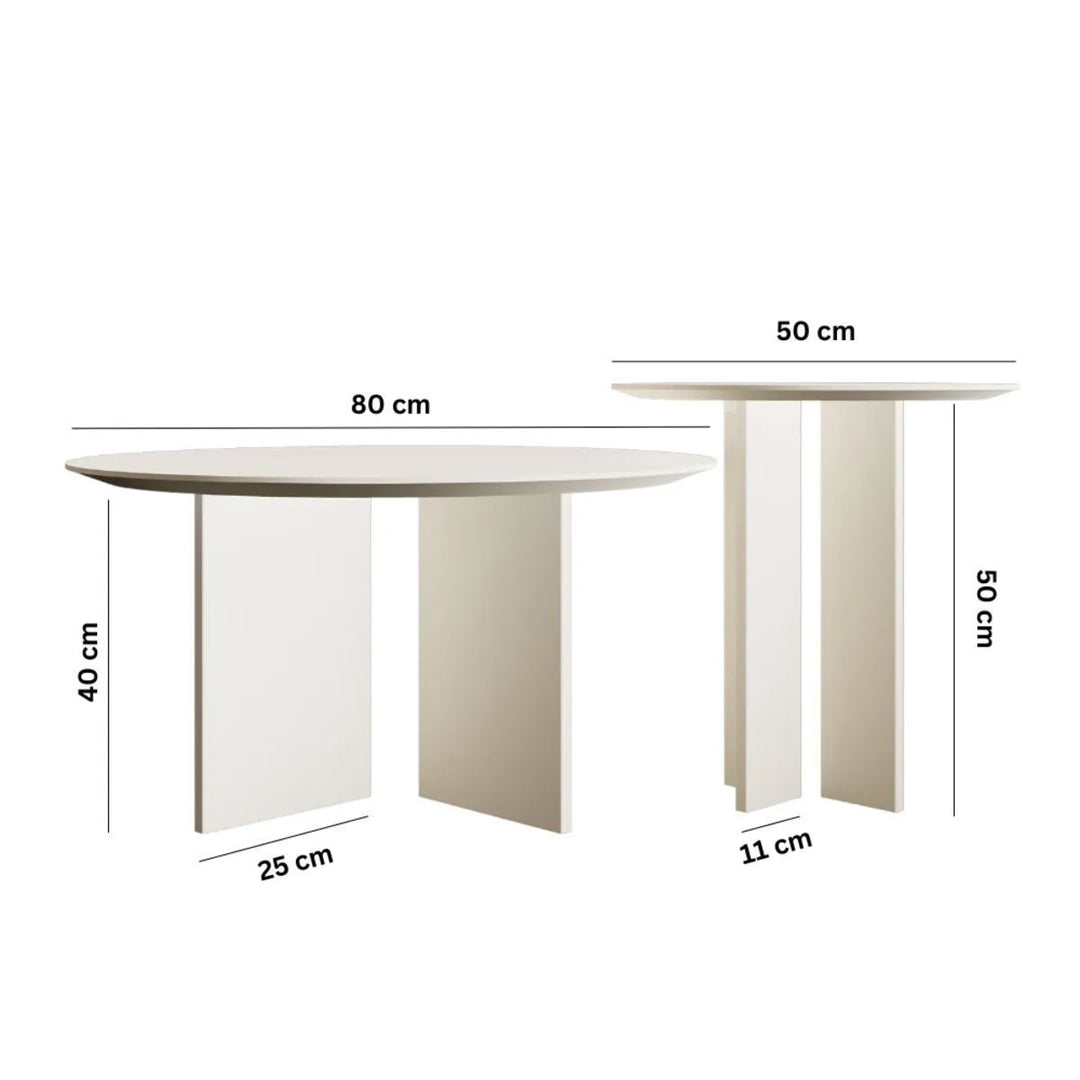 Leo Orta Sehpa Krem İkili Set
