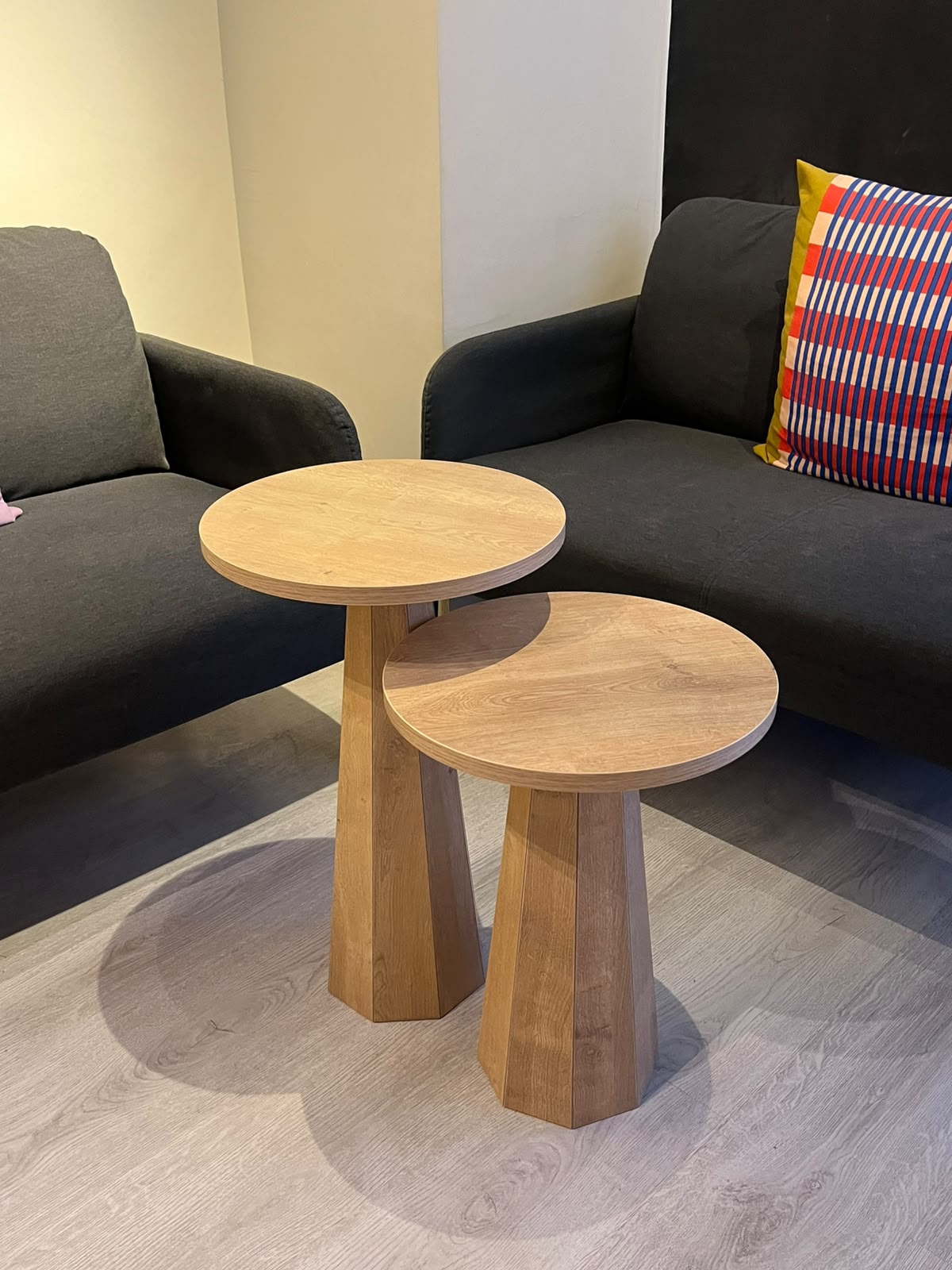 Lilyum Mantar Sehpa 2'li Set Naturel Meşe