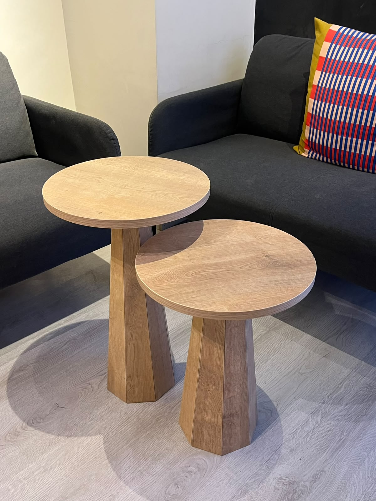 Lilyum Mantar Sehpa 2'li Set Naturel Meşe