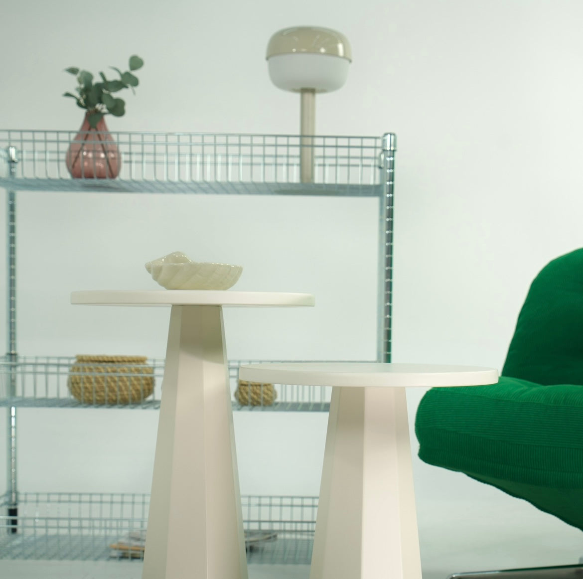 Lilyum Mantar Sehpa Krem 2'li Set (47-57 Cm)